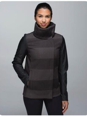 lululemon athletica Black and Dark Gray Cowl Neck Sweater Jacket